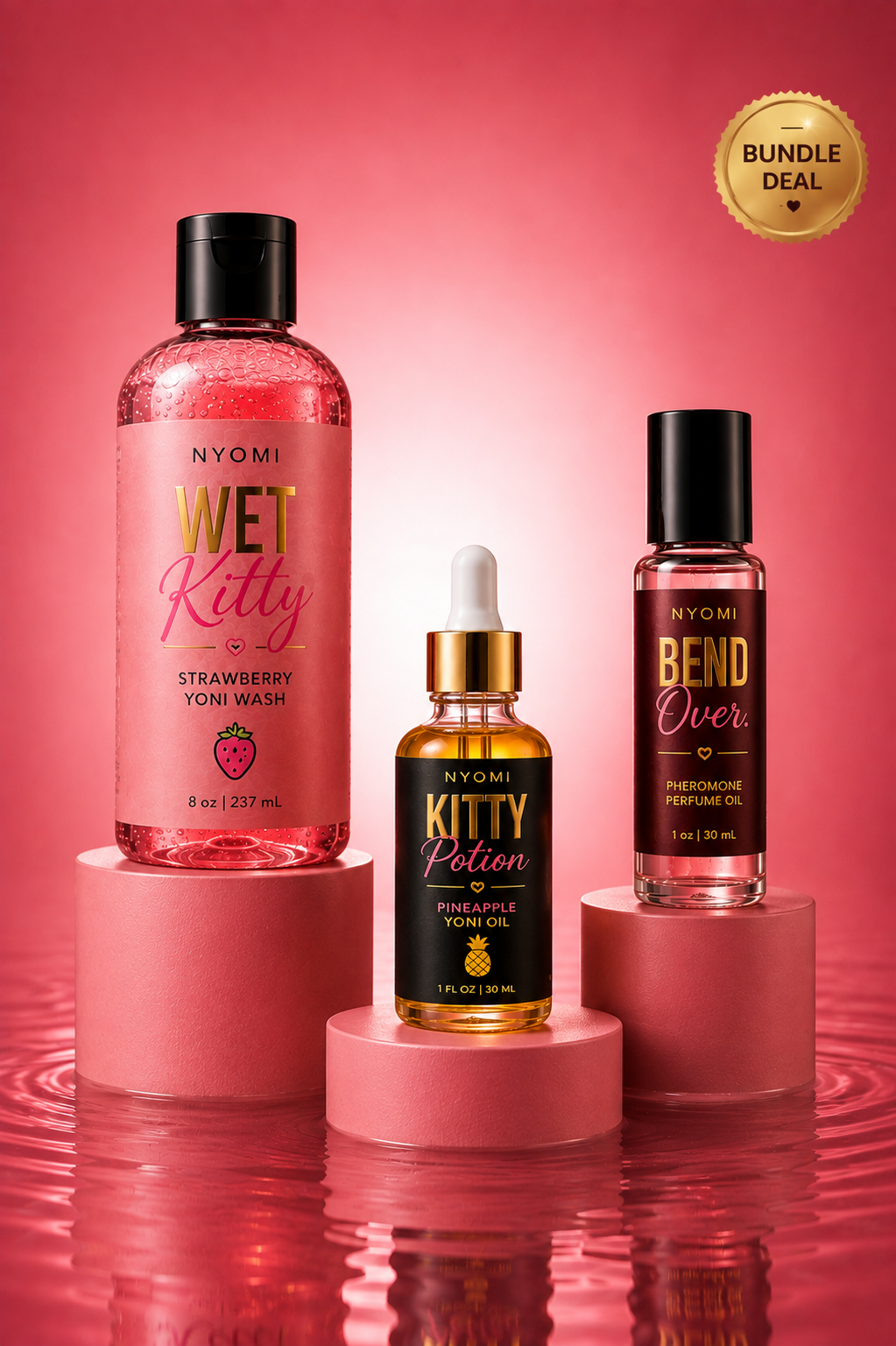 NYOMI Swallowed Up bundle: Wet Kitty wash, Kitty Potion yoni oil and Bend Over fragrance oil